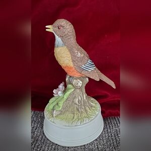 Colorful Bird Figurine Vintage With Music Box